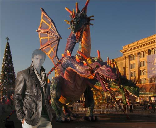 Шаблон для Photoshop - на центральной площади в Харькове