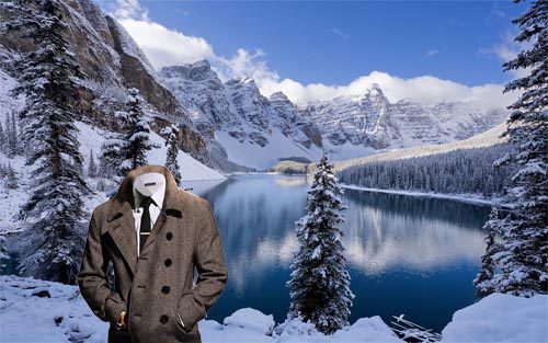 Шаблон для фотомонтажа - озеро в горах