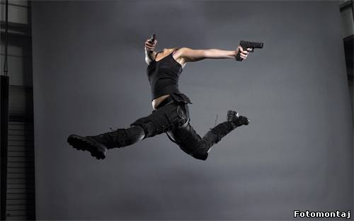 Шаблон для photoshop - В полете с пистолетами